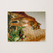 Puzzle of a cougar on the Mayan Temple Legpuzzel (Horizontaal)