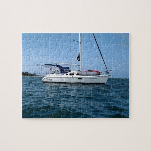 Puzzle of a Starjewel the sailboat at anchor. Legpuzzel (Horizontaal)