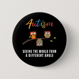 Puzzle Owl Autism Awareness Autistic Kind Ronde Button 5,7 Cm