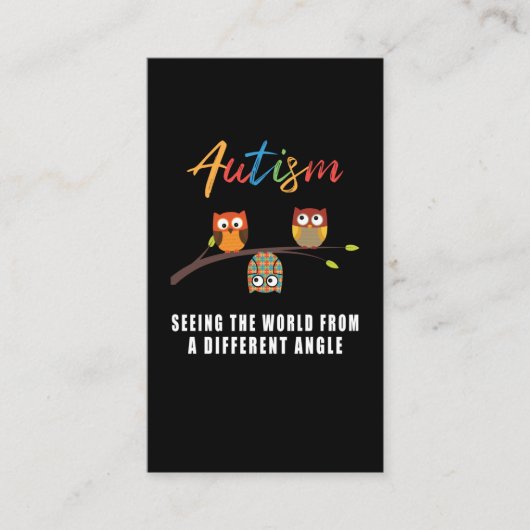 Puzzle Owl Autism Awareness Autistic Kind Visitekaartje (Voorkant)