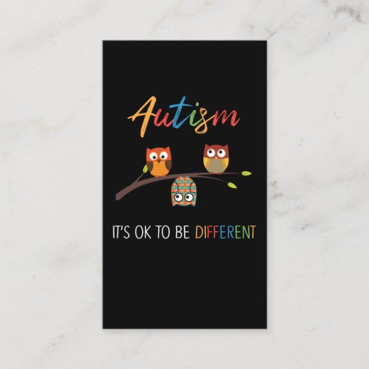 Puzzle Owl Cute Autism Awareness Autistic Kind Visitekaartje (Voorkant)