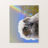 Puzzle - Owl met regenboogachtergrond Legpuzzel (Verticaal)