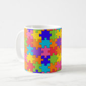 Puzzle-patroon voor puzzelstukjes met meerdere kle koffiemok (Voorkant links)