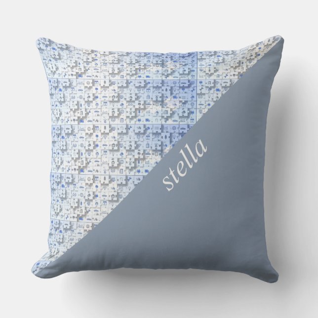 Puzzle Pattern Monogrammed Sierkussen (Voorkant)