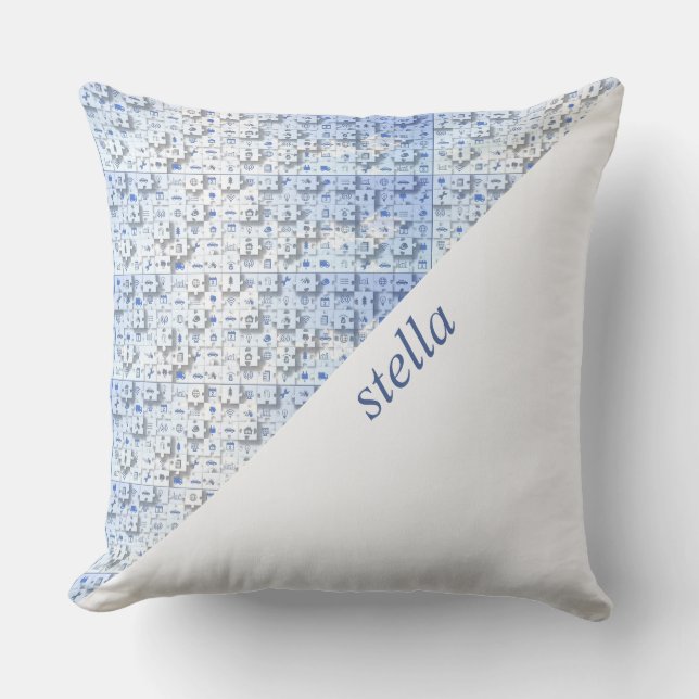 Puzzle Pattern Monogrammed Sierkussen (Voorkant)
