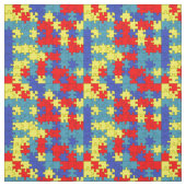 Puzzle Pattern (rood, geel en blauw autisme) Stof (Swatch)