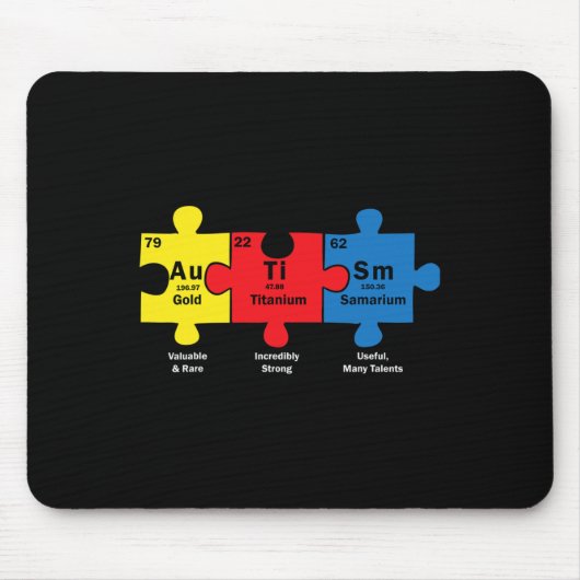 Puzzle Piece Chemical Elements Cool Autisme Awaren Muismat (Voorkant)