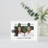 Puzzle Piece Photo Perfect Fit Wedding Aankondigingskaart (Staand voorkant)