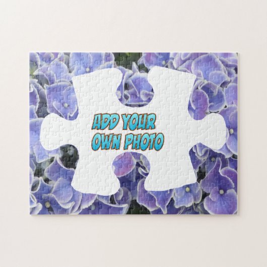 Puzzle Piece Puzzle: Blue Hydrangea, voeg eigen fo Legpuzzel (Horizontaal)
