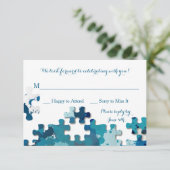 Puzzle Pieces Blue-reactiekaart RSVP Kaartje (Staand voorkant)