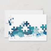 Puzzle Pieces Blue-reactiekaart RSVP Kaartje (Achterkant)