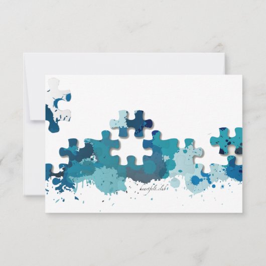 Puzzle Pieces Blue-reactiekaart RSVP Kaartje (Achterkant)