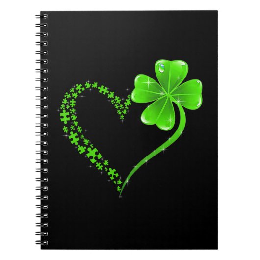 Puzzle Pieces Heart Shamrock Autism Awareness Happ Notitieboek (Voorkant)
