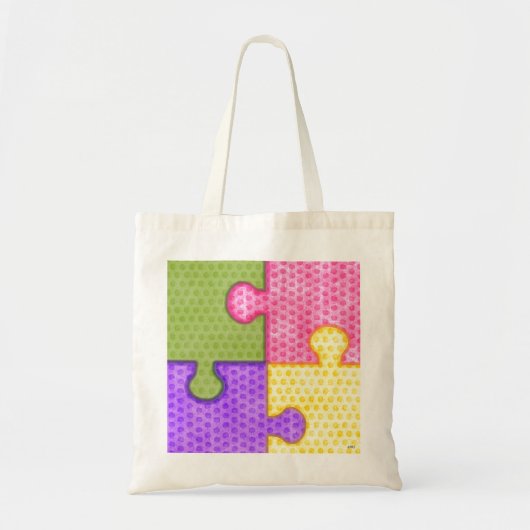 Puzzle Piecks Polkadot Tote Bag (Voorkant)