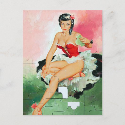 Puzzle Pin Up Briefkaart (Voorkant)