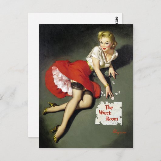 Puzzle Pin Up Briefkaart (Voorkant / Achterkant)