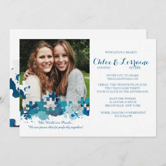 Puzzle Pineersels Foto Weddenschap Kaart (Voorkant / Achterkant)