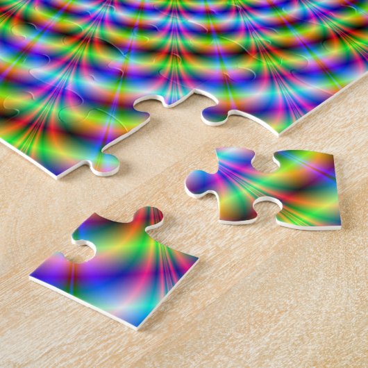 Puzzle Psychedelic Neon Ripples Legpuzzel (Zijkant)