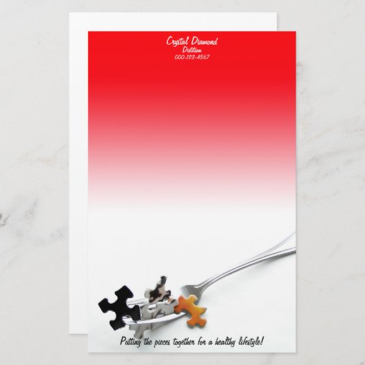 Puzzle punk Fork Red Ombre Briefpapier (Voorkant / Achterkant)