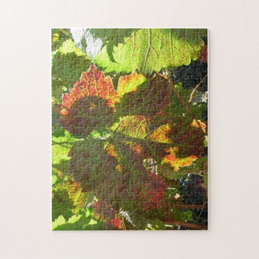 Puzzle - Red Grape Leaf op wijn Legpuzzel (Verticaal)