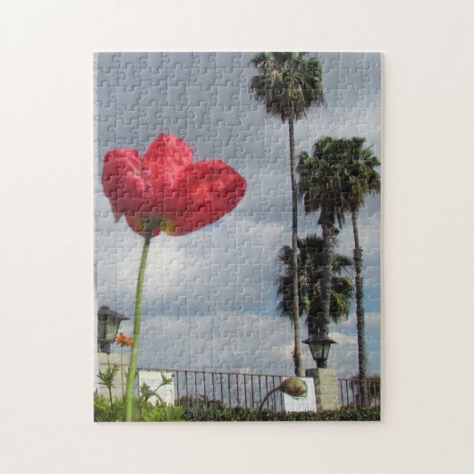 Puzzle - Red Poppy en Palm Trees Legpuzzel (Verticaal)