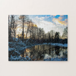 Puzzle “Reflejos de invierno en Bispingen” Legpuzzel
