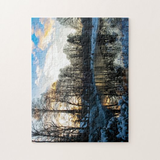 Puzzle “Reflejos de invierno en Bispingen” Legpuzzel (Verticaal)