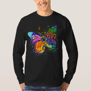 Puzzle Ribbon Autism Awareness Driving Butterfly T-shirt