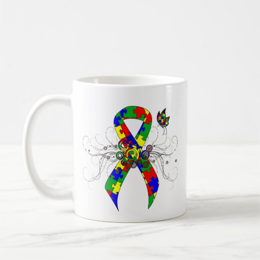 Puzzle Ribbon Butterfly Koffiemok (Links)