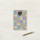 Puzzle Ribbon Grunge Heart Post-it® Notes (Op bureau)