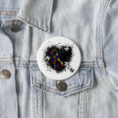 Puzzle Ribbon Grunge Heart Ronde Button 7,6 Cm (In situ)