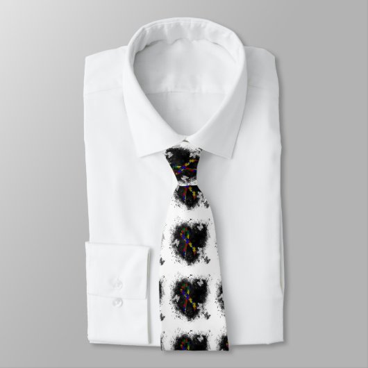 Puzzle Ribbon Grunge Heart Stropdas (Gebonden)