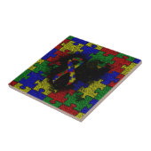 Puzzle Ribbon Grunge Heart Tegeltje (Zijkant)