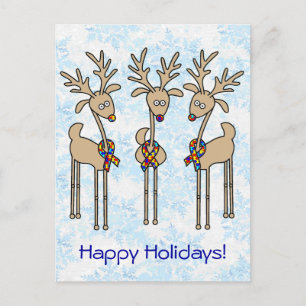 Puzzle Ribbon Reindeer - Autisme Awareness Feestdagenkaart