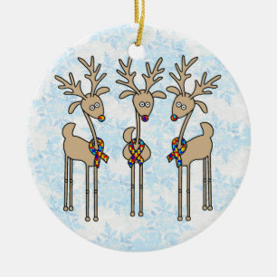 Puzzle Ribbon Reindeer - Autisme Awareness Keramisch Ornament