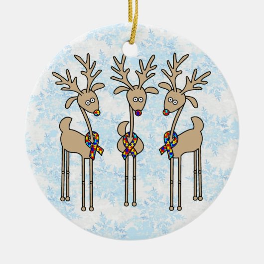 Puzzle Ribbon Reindeer - Autisme Awareness Keramisch Ornament (Voorkant)
