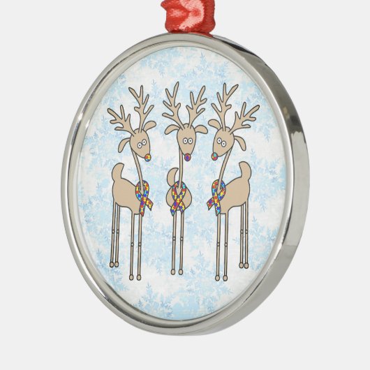 Puzzle Ribbon Reindeer - Autisme Awareness Metalen Ornament (Links)