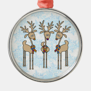 Puzzle Ribbon Reindeer - Autisme Awareness Metalen Ornament