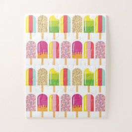 Puzzle - Roze, groene en gele ijskollies Legpuzzel