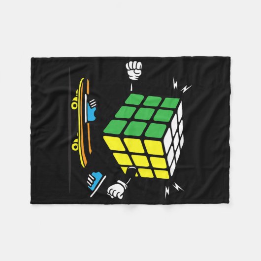 Puzzle Sciences Cube Skateboard Kawaii Skater Funn Fleece Deken (Voorkant (Horizontaal))