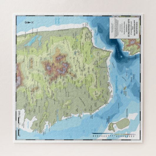 Puzzle SF Topo en Bathymetry Puzzle Legpuzzel (Horizontaal)