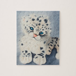Puzzle Snow Leopard, Watercolor Painting Legpuzzel