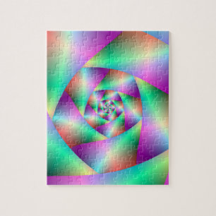 Puzzle Spiral in Turquoise en roze Legpuzzel