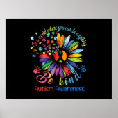 Puzzle Sunflower Be Kind Autism Awareness Support Poster (Voorkant)