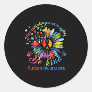 Puzzle Sunflower Be Kind Autism Awareness Support Ronde Sticker