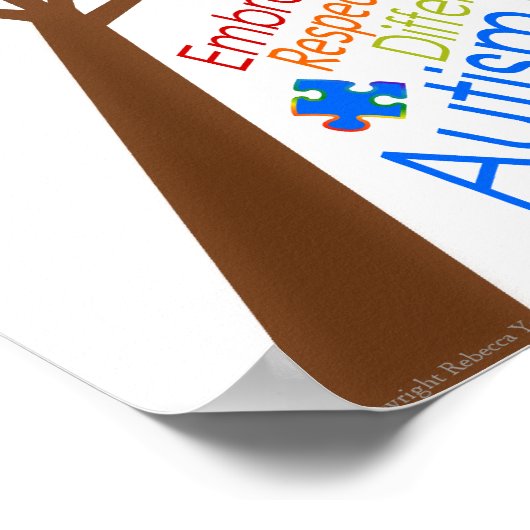 Puzzle Tree met Word Art Autism Awareness Poster (Hoek)