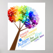 Puzzle Tree met Word Art Autism Awareness Poster (Voorkant)