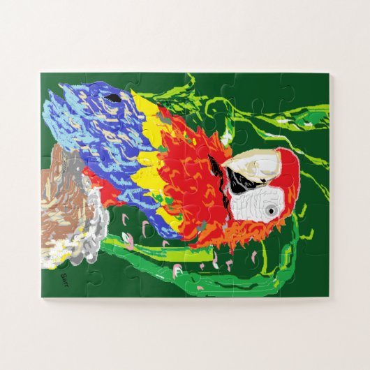 Puzzle: Tropische papegaai Legpuzzel (Horizontaal)