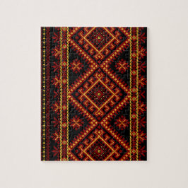 Puzzle Ukraine Cross Stitch Embroidery Red Gold Legpuzzel