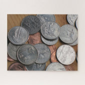 Puzzle - US-munten op tafel Legpuzzel (Horizontaal)